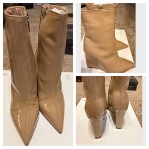 Schutz Nude Patent Wedge Booties – Size 5.5

New in
box!